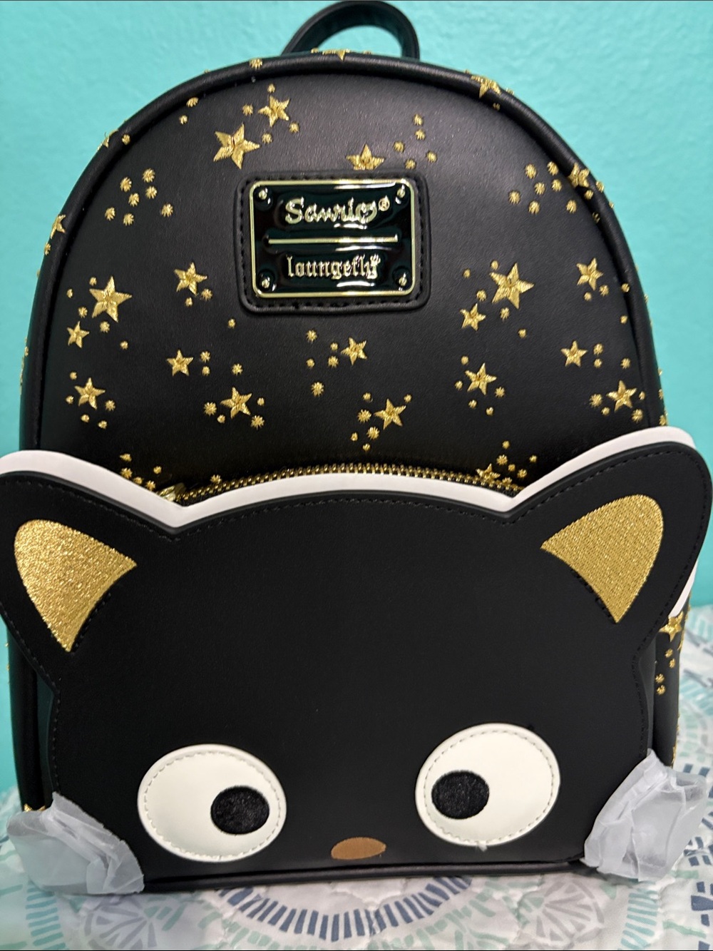 Universal Studios Loungefly Sanrio Chococat Gold Embroidered Stars Backpack NWT
